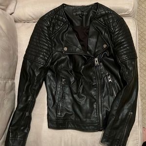 TOPSHOP PETITE BLACK LEATHER JACKET size EUR 32 US 0 UK 4